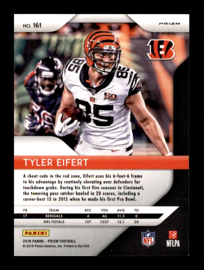 Load image into Gallery viewer, 2018 Panini Prizm Blue Lazer Prizm Tyler Eifert #161 Cincinnati Bengals Image 2
