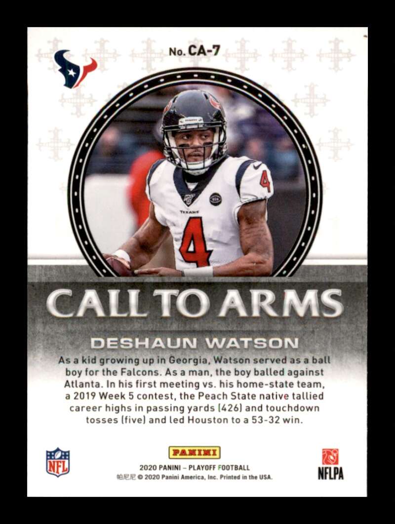 Load image into Gallery viewer, 2020 Panini Playoff Call to Arms Silver Deshaun Watson #CA-7 Houston Texans Image 2
