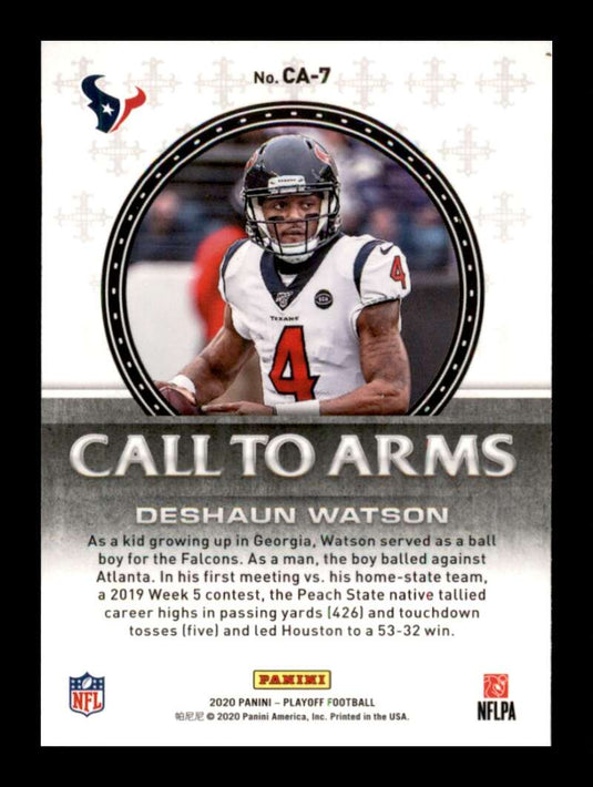 2020 Panini Playoff Call to Arms Silver Deshaun Watson