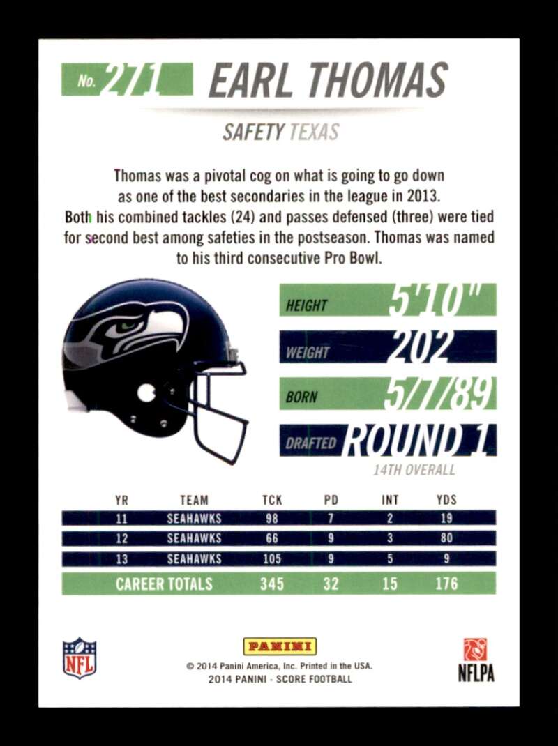 Load image into Gallery viewer, 2014 Score Scorecard Earl Thomas #271 Seattle Seahawks Image 2
