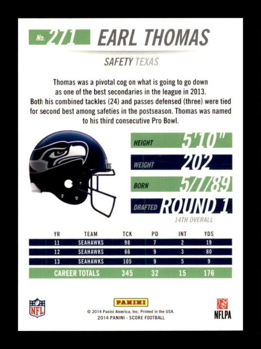 2014 Score Scorecard Earl Thomas