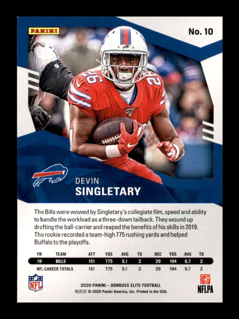 Load image into Gallery viewer, 2020 Donruss Elite Pink Devin Singletary #10 Buffalo Bills Image 2
