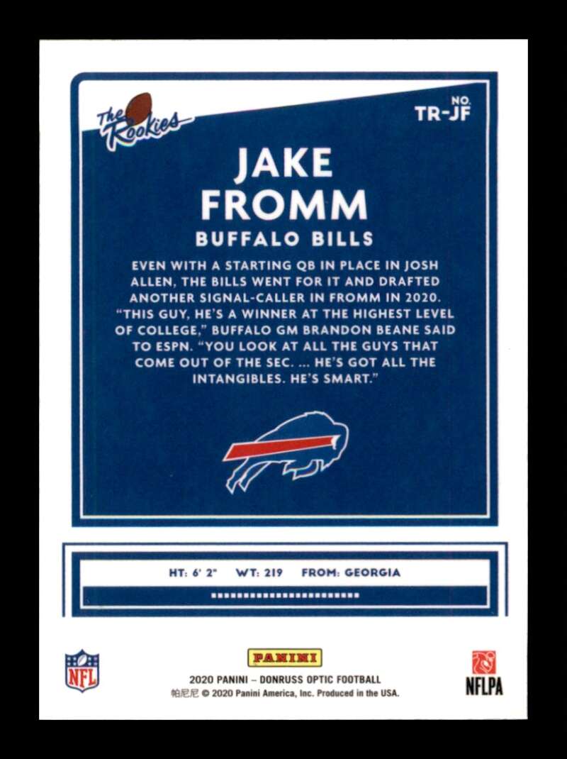 Load image into Gallery viewer, 2020 Donruss Optic The Rookie Jake Fromm #TR--JF Rookie RC Buffalo Bills Image 2
