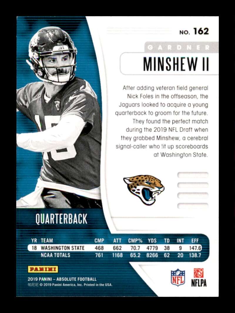 Load image into Gallery viewer, 2019 Panini Absolute Gardner Minshew II #162 Rookie RC Jaguars Image 2
