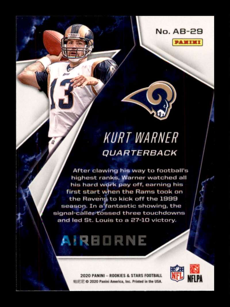 Load image into Gallery viewer, 2020 Panini Rookies Stars Airborne Kurt Warner #AB-29 St. Louis Rams Image 2
