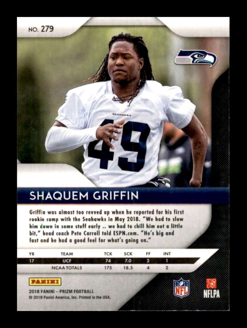 Load image into Gallery viewer, 2018 Panini Prizm Shaquem Griffin #279 Rookie RC Seattle Seahawks Image 2
