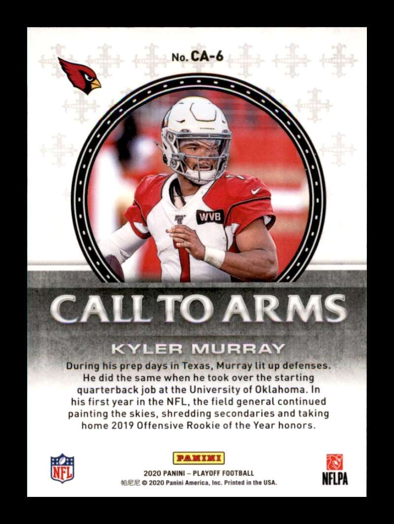 Load image into Gallery viewer, 2020 Panini Playoff Call to Arms Silver Kyler Murray #CA-6 Arizona Cardinals Image 2
