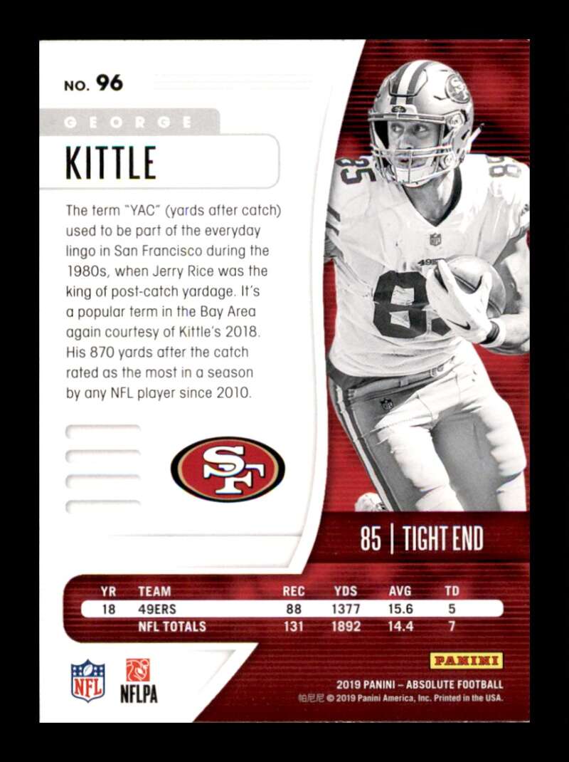 Load image into Gallery viewer, 2019 Panini Absolute Green George Kittle #96 San Francisco 49ers Image 2
