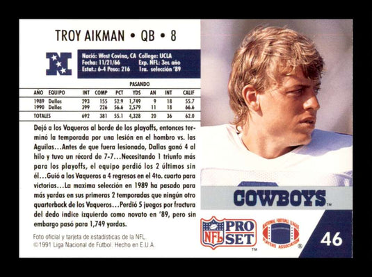 1991 Pro Set Spanish Troy Aikman 