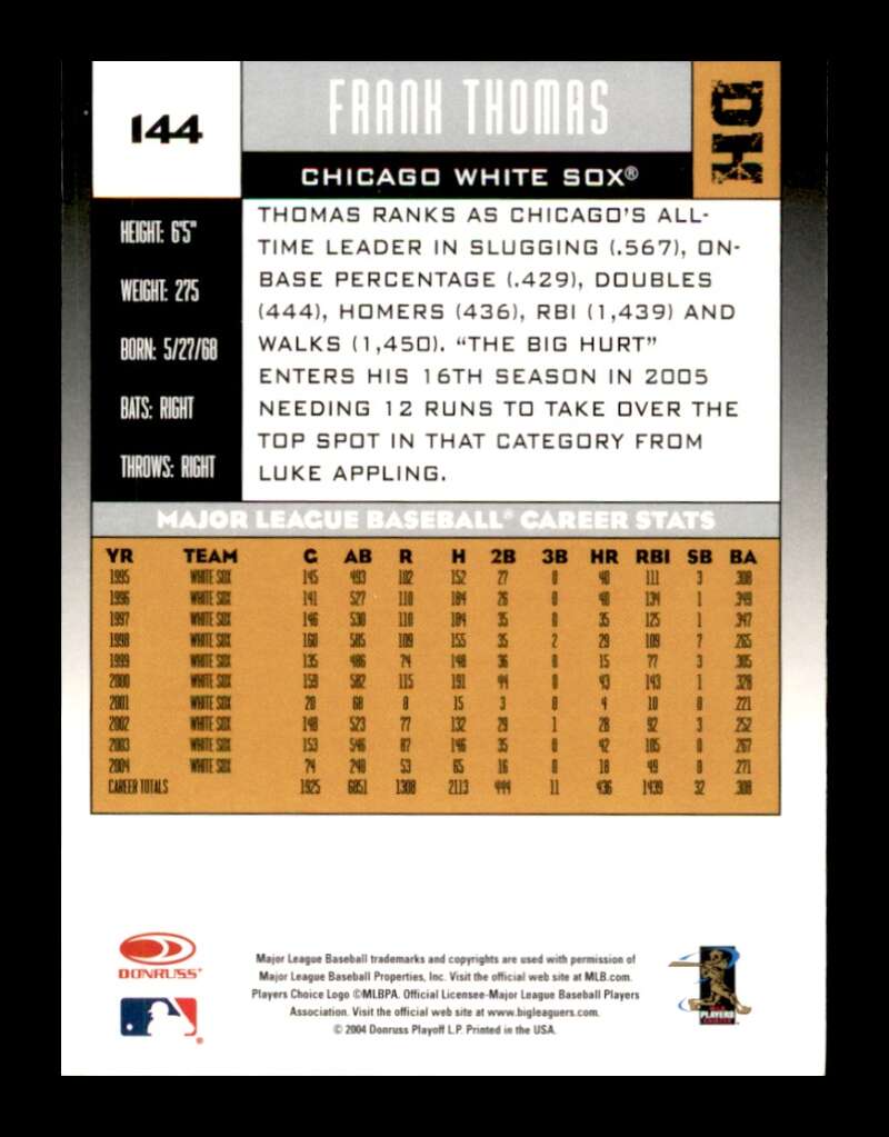 Load image into Gallery viewer, 2005 Donruss Frank Thomas #144 Chicago White Sox Image 2
