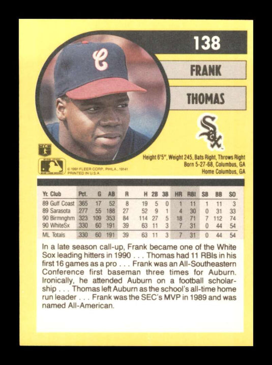 1991 Fleer Frank Thomas 