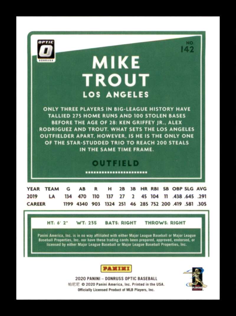 Load image into Gallery viewer, 2020 Donruss Optic Mike Trout #142 Los Angeles Angels Image 2
