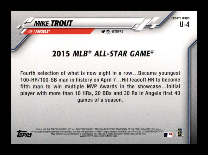 Load image into Gallery viewer, 2020 Topps Update Mike Trout #U-4 Los Angeles Angels Image 2
