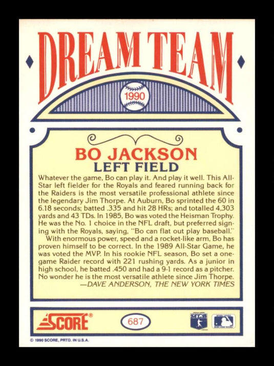 1990 Score Bo Jackson