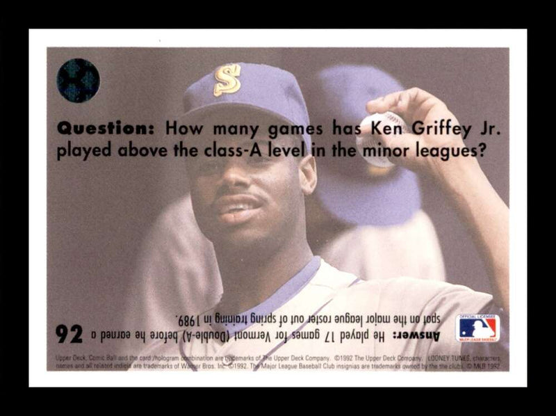 Load image into Gallery viewer, 1992 Upper Deck Comic Ball 3 Seventh Inning Stretch Ken Griffey Jr #92  Image 2
