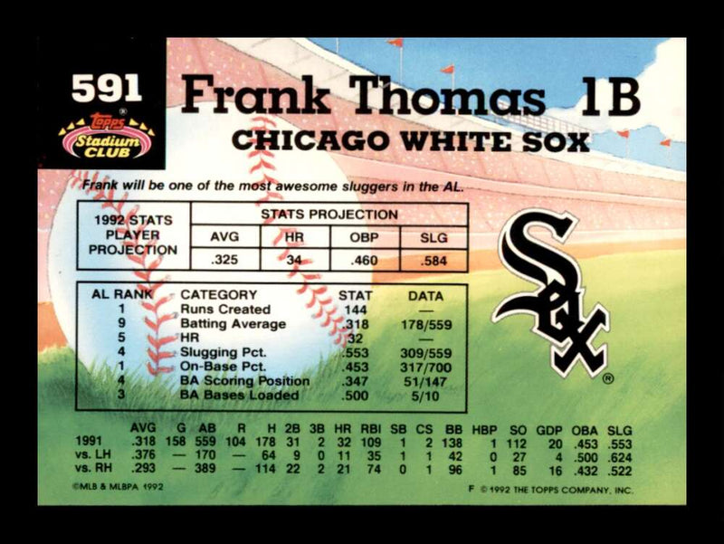 Load image into Gallery viewer, 1992 Topps Stadium Club Members Choice Frank Thomas #591 Chicago White Sox Image 2
