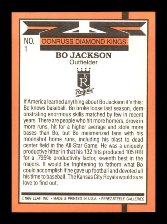 1990 Donruss Diamond Kings Bo Jackson