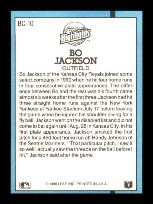 1991 Donruss Bonus Cards Bo Jackson