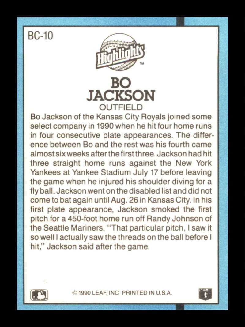 Load image into Gallery viewer, 1991 Donruss Bonus Cards Bo Jackson #BC-10 Kansas City Royals Image 2
