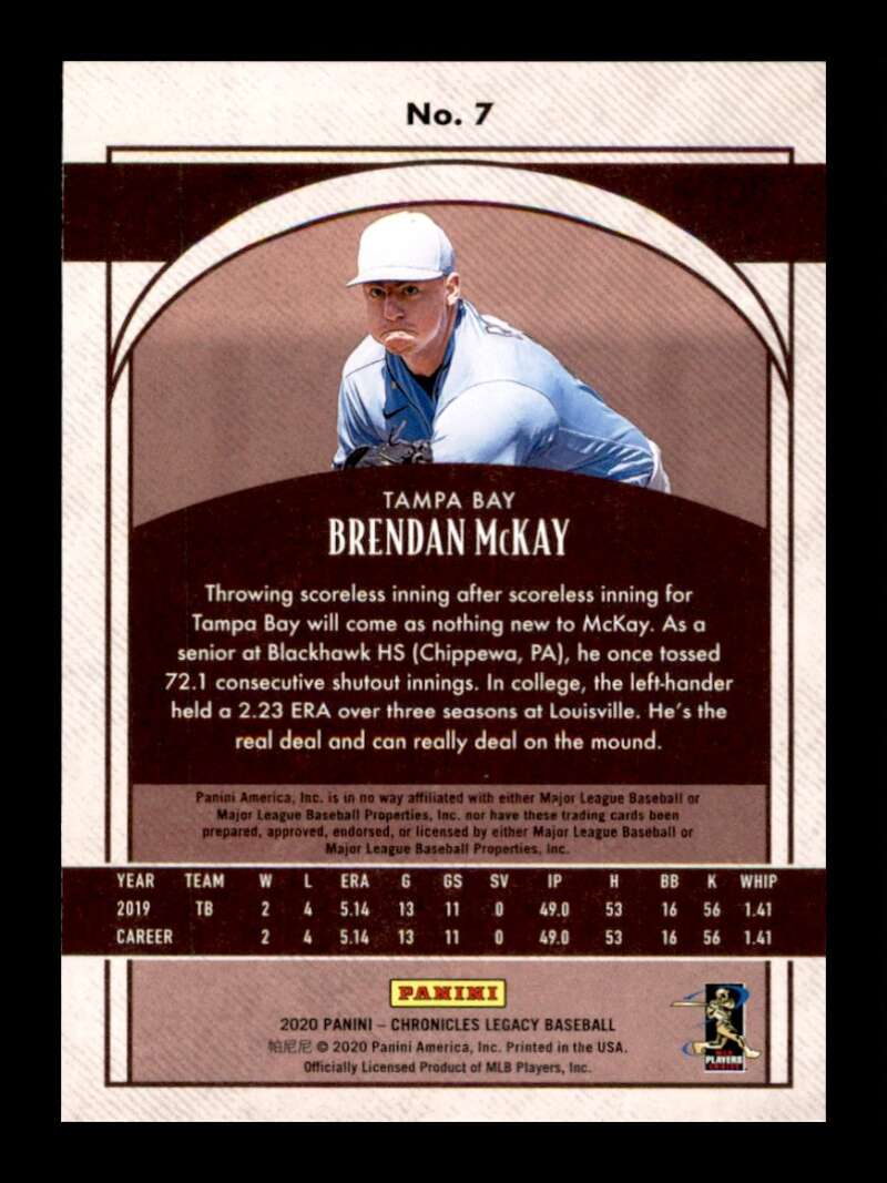 Load image into Gallery viewer, 2020 Panini Chronicles Legacy Brendan McKay #7 Rookie RC Tampa Bay Rays Image 2
