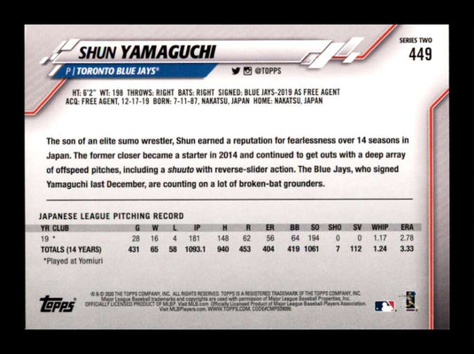 2020 Topps Meijer Purple Shun Yamaguchi 