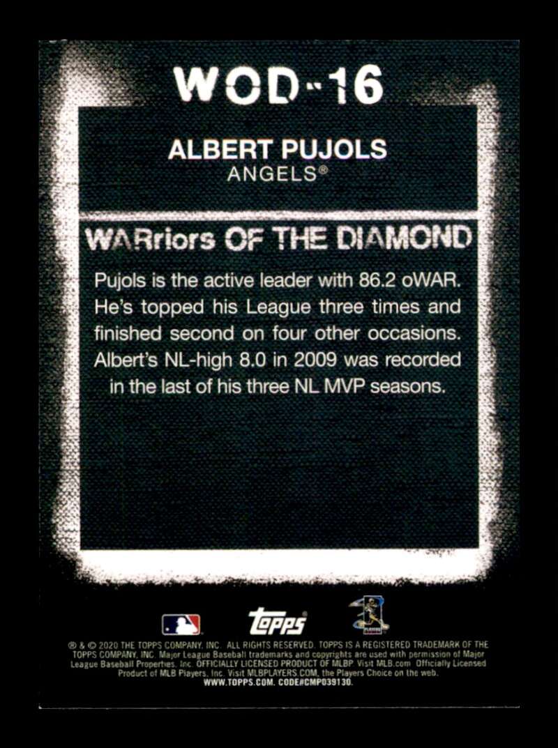 Load image into Gallery viewer, 2020 Topps WARriors of the Diamond Albert Pujols #WOD-16 Los Angeles Angels Image 2
