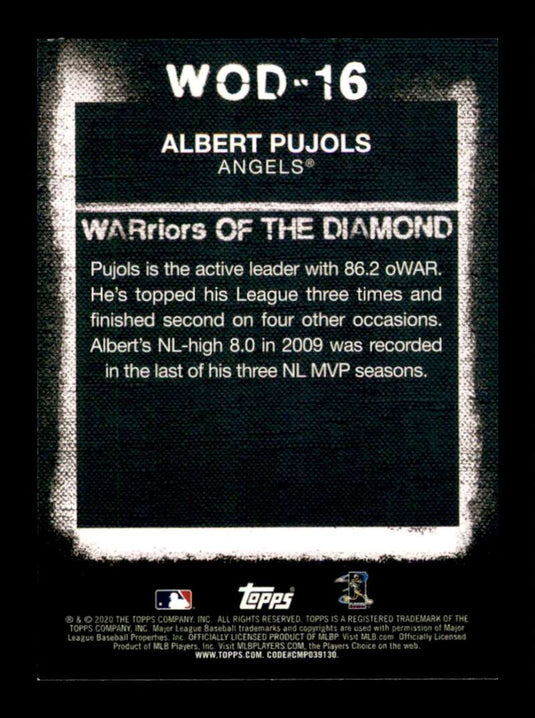 2020 Topps WARriors of the Diamond Albert Pujols