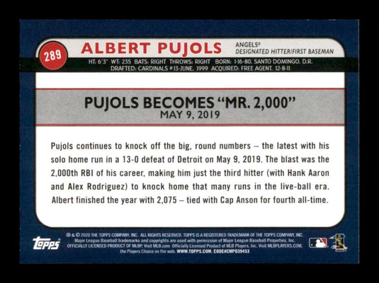 2020 Topps Big League Albert Pujols 