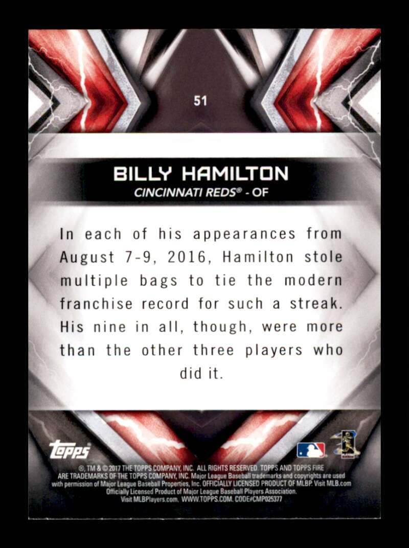 Load image into Gallery viewer, 2017 Topps Fire Flame Billy Hamilton #51 Short Print SP Cincinnati Reds Image 2
