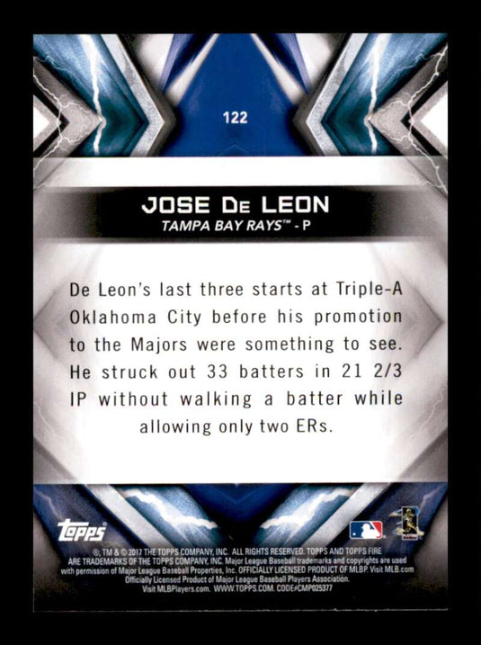 2017 Topps Fire Blue Chip Jose De Leon