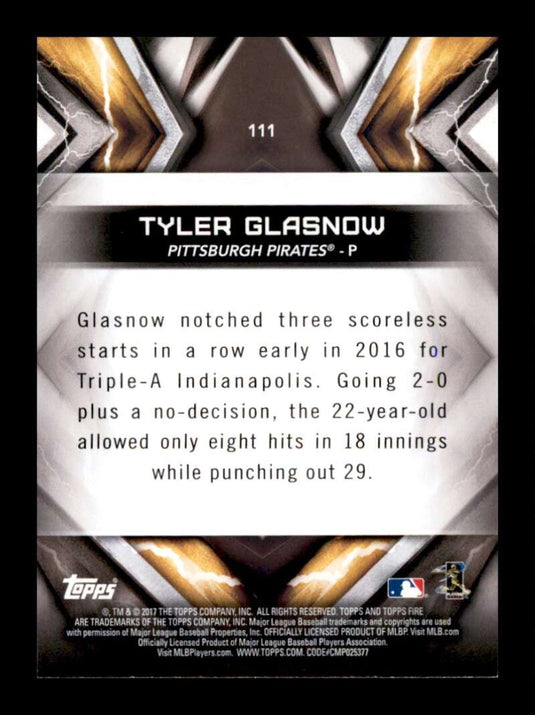 2017 Topps Fire Tyler Glasnow 