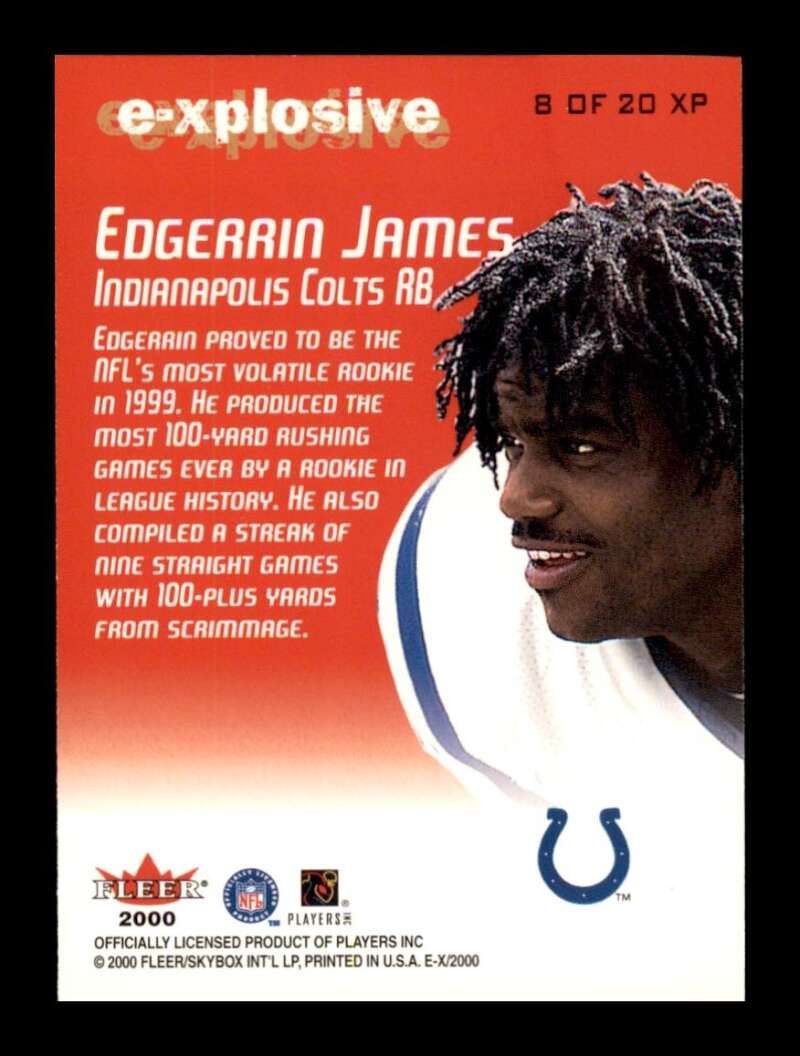 Load image into Gallery viewer, 2000 Fleer EX E-Xplosive Edgerrin James #8 Indianapolis Colts Image 2
