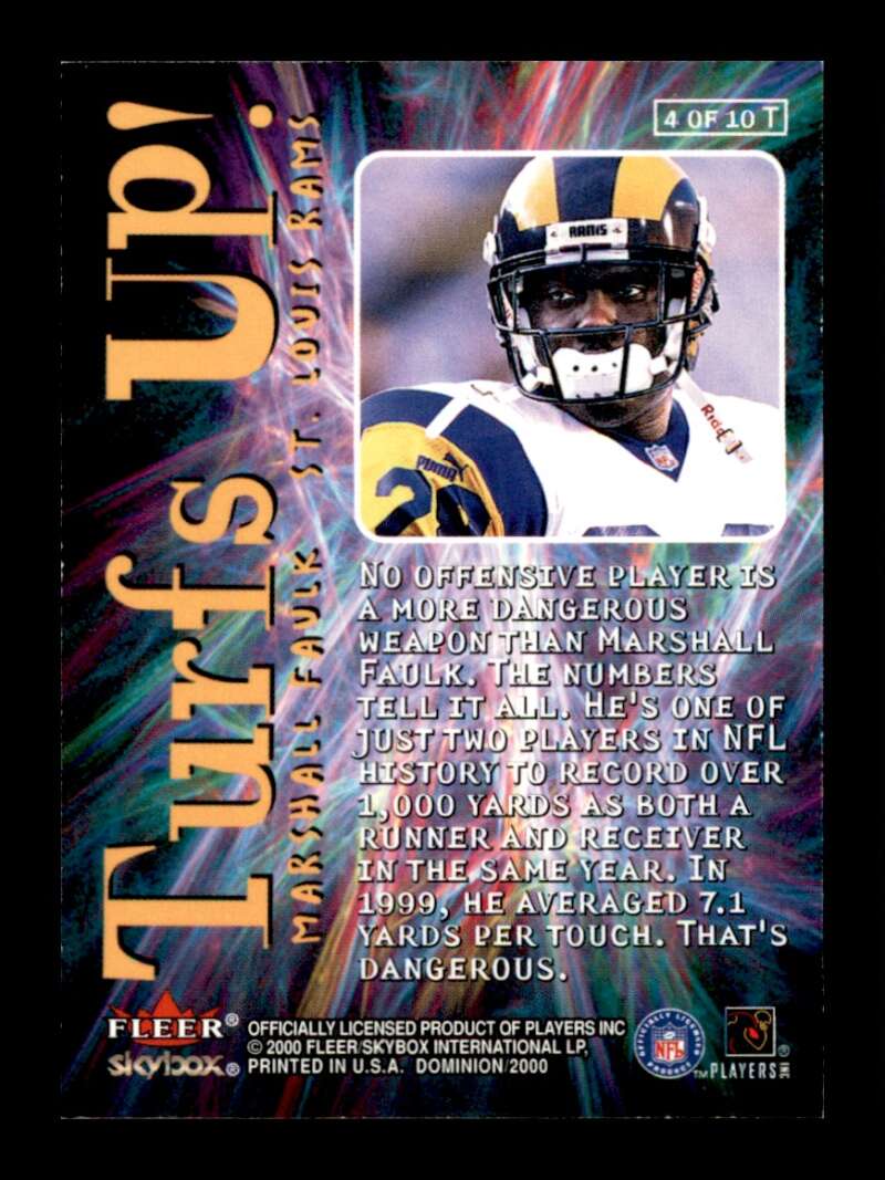 Load image into Gallery viewer, 2000 Fleer Turfs Up Marshall Faulk #4 St. Louis Rams Image 2
