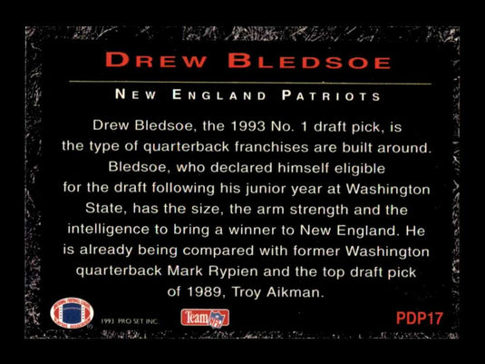 1993 Pro Set Power Draft Picks Drew Bledsoe 