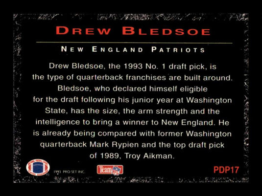 1993 Pro Set Power Draft Picks Drew Bledsoe 