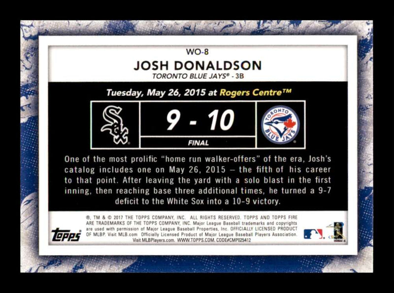 Load image into Gallery viewer, 2017 Topps Fire Walk It Off Josh Donaldson #WO-8 Toronto Blue Jays Image 2
