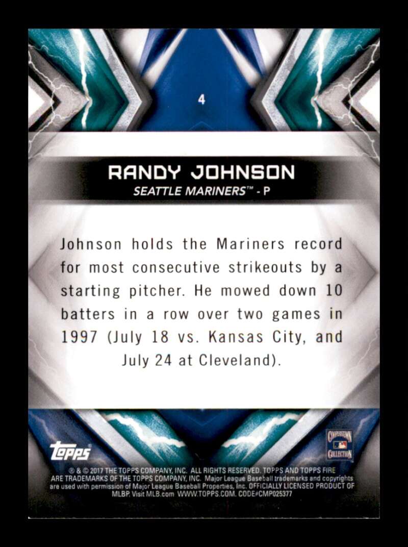 Load image into Gallery viewer, 2017 Topps Fire Flame Randy Johnson #4 Short Print SP Seattle Mariners Image 2
