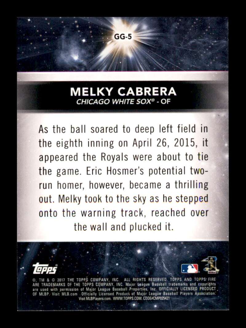 Load image into Gallery viewer, 2017 Topps Fire Golden Grabs Melky Cabrera #GG-5 Chicago White Sox Image 2
