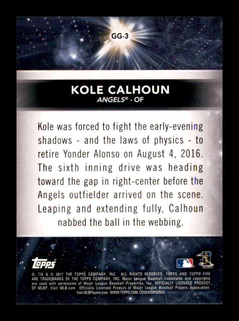 Load image into Gallery viewer, 2017 Topps Fire Golden Grabs Kole Calhoun #GG-3 Los Angeles Angels Image 2
