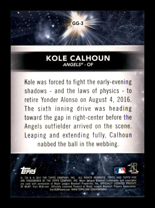 2017 Topps Fire Golden Grabs Kole Calhoun