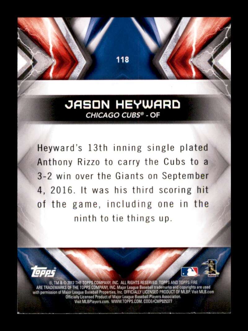 Load image into Gallery viewer, 2017 Topps Fire Gold Minted Jason Heyward #118 Short Print SP Chicago Cubs Image 2
