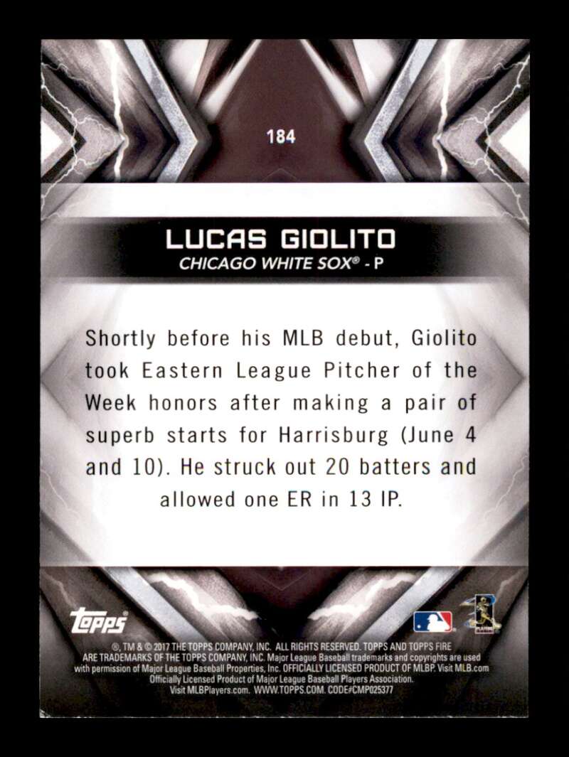 Load image into Gallery viewer, 2017 Topps Fire Gold Minted Lucas Giolito #184 Short Print SP Chicago White Sox Image 2
