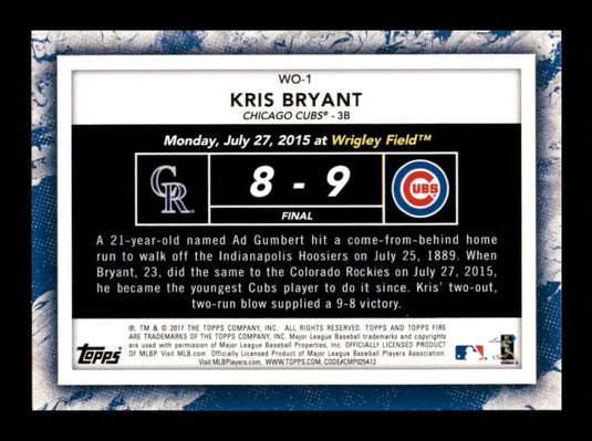 2017 Topps Fire Walk It Off Kris Bryant