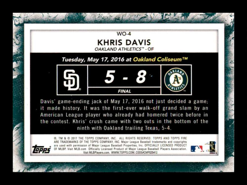 Load image into Gallery viewer, 2017 Topps Fire Walk It Off Khris Davis #WO-4 Oakland Athletics Image 2
