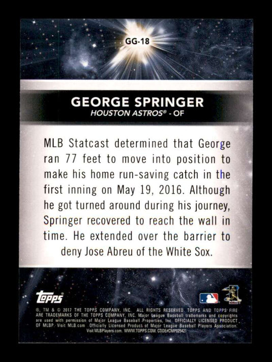 2017 Topps Fire Golden Grabs George Springer