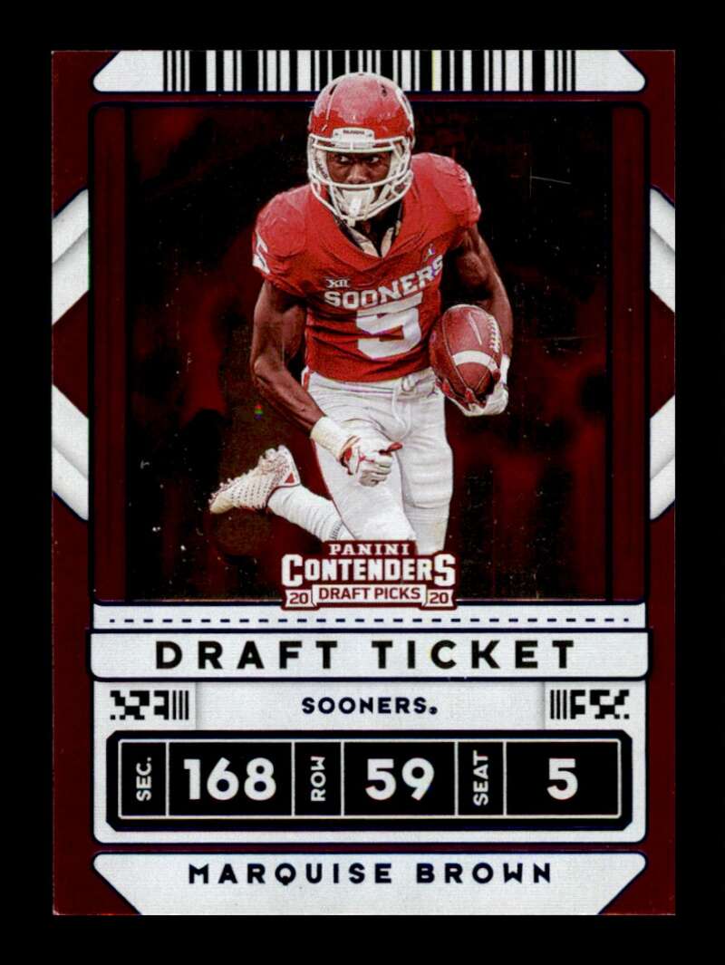 Load image into Gallery viewer, 2020 Panini Contenders Draft Ticket Blue Foil Marquise Brown #66 Ravens Image 1
