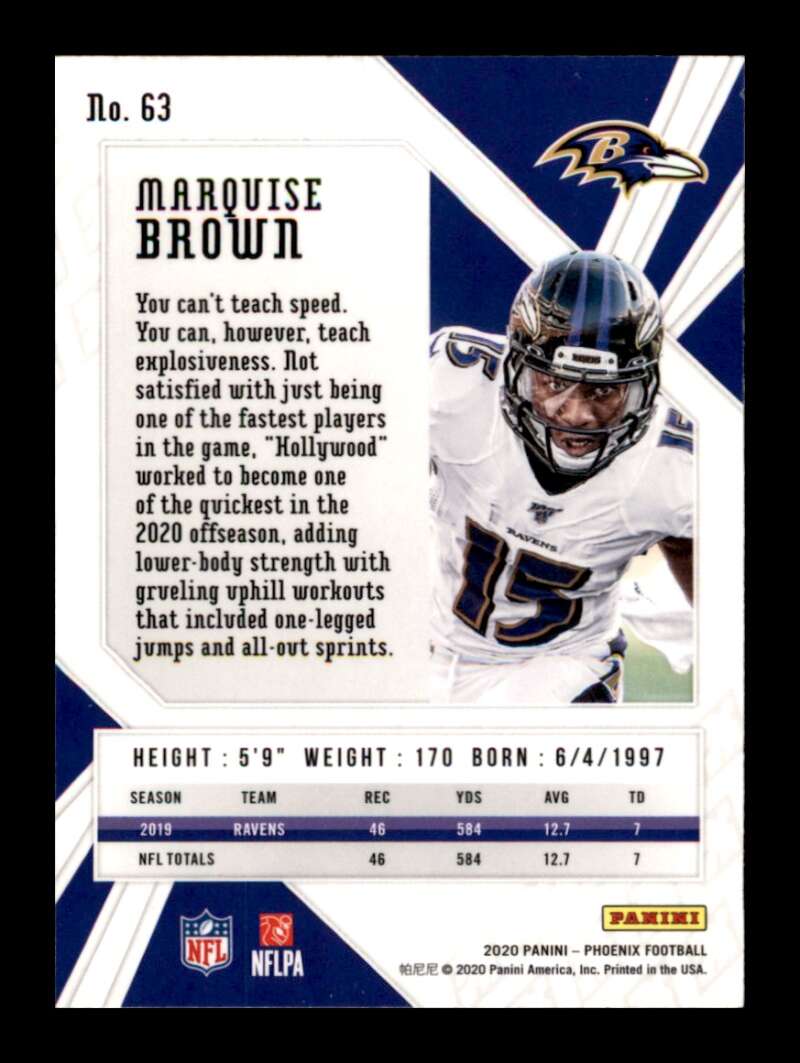 Load image into Gallery viewer, 2020 Panini Phoenix Marquise Brown #63 Baltimore Ravens Image 2
