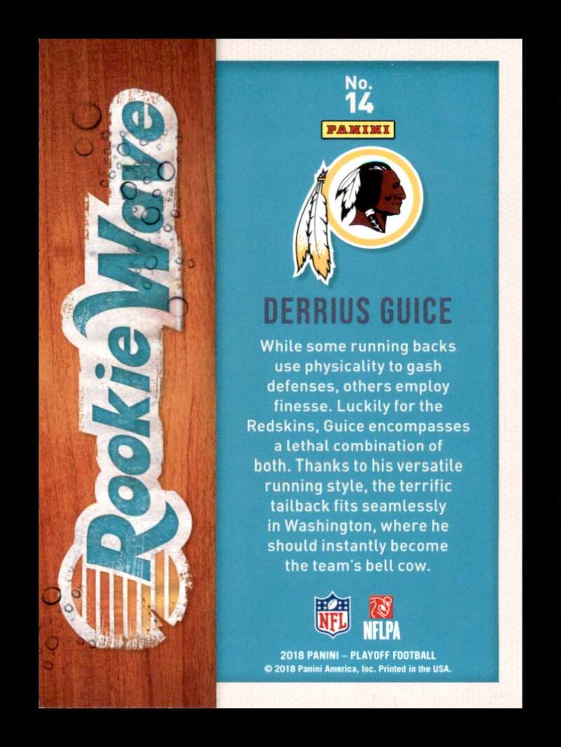 Load image into Gallery viewer, 2018 Panini Playoff Rookie Wave Derrius Guice #14 Rookie RC Washington Redskins Image 2
