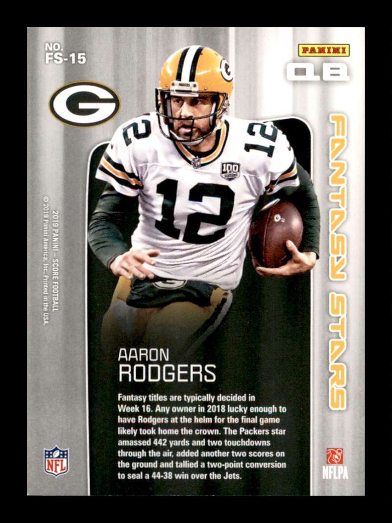 Load image into Gallery viewer, 2019 Score Fantasy Stars Aaron Rodgers #FS-15 Green Bay Packers Image 2
