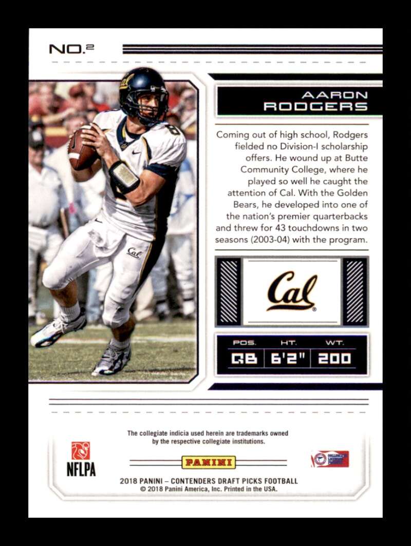 Load image into Gallery viewer, 2018 Panini Contenders Draft Aaron Rodgers #2 California Golden Bears Image 2
